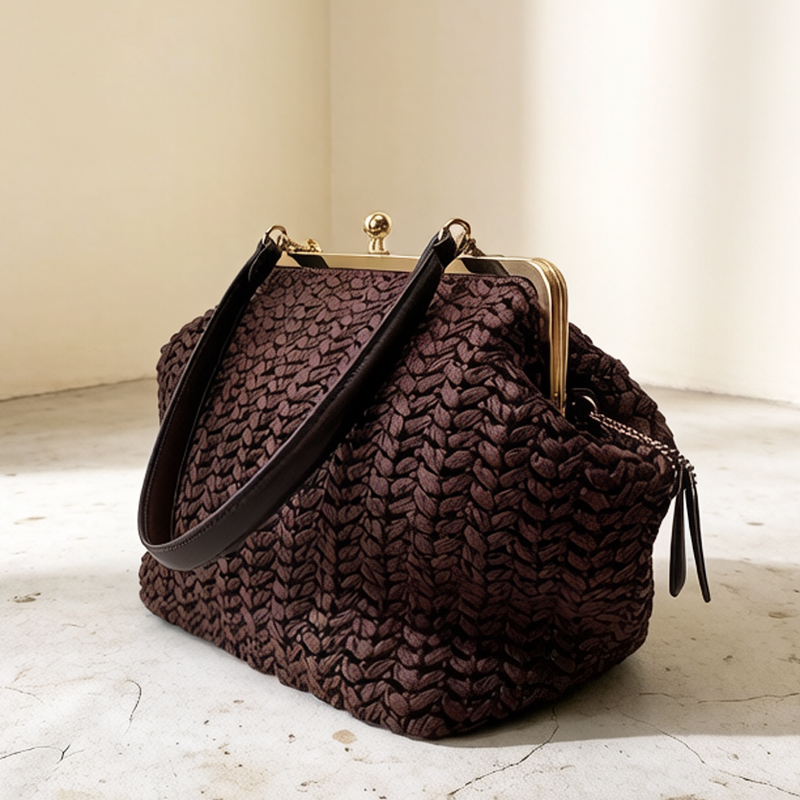 Luxury Bags Reseller - Bolso de hombro de rafia tejido