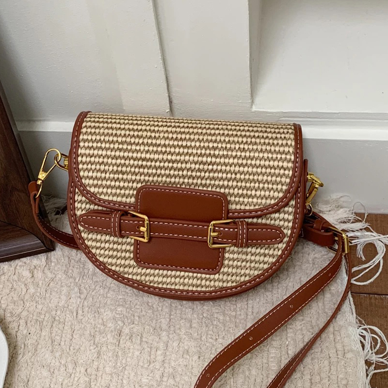 Luxury Bags Leather - Mini bolsas de sillín de paja