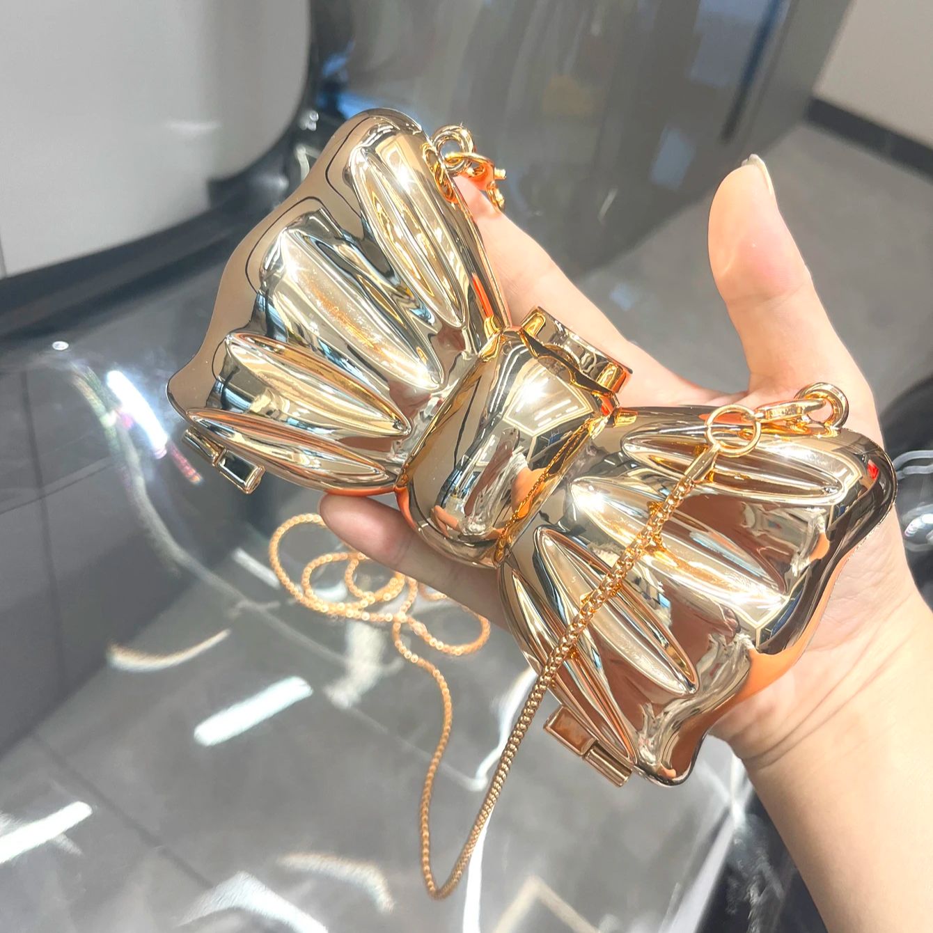 Bolso de noche dorado, moneder - Luxury Bags Reseller reseña y precio