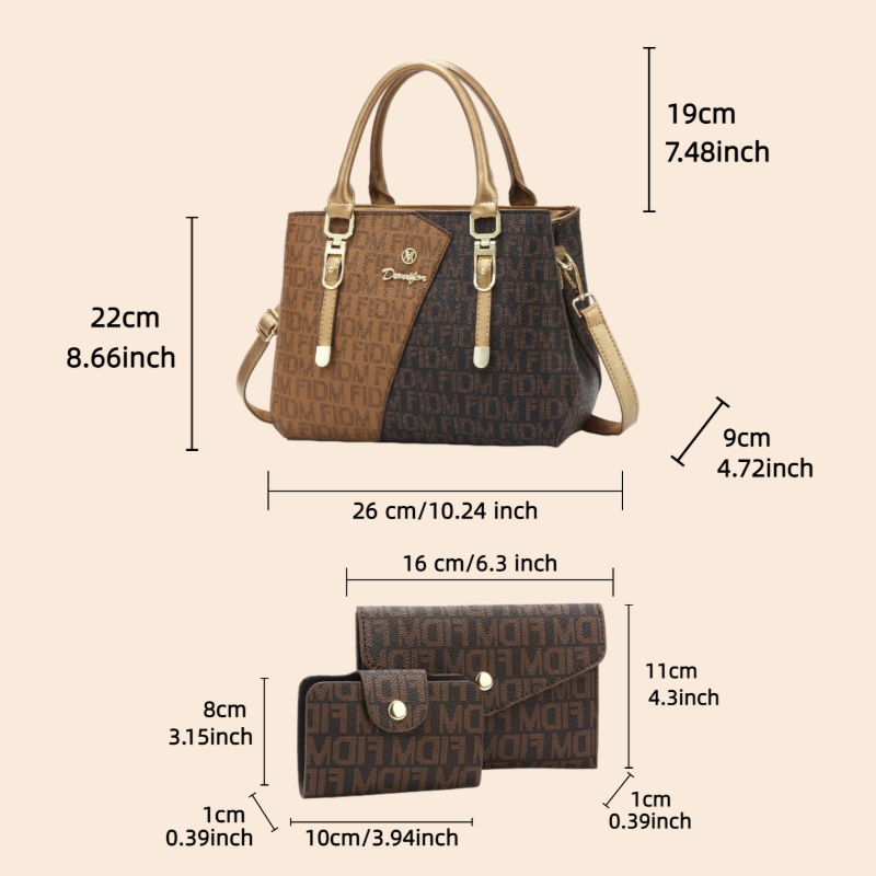 Conjunto de 3 bolsos para muje - Luxury Bags Leather reseña y precio